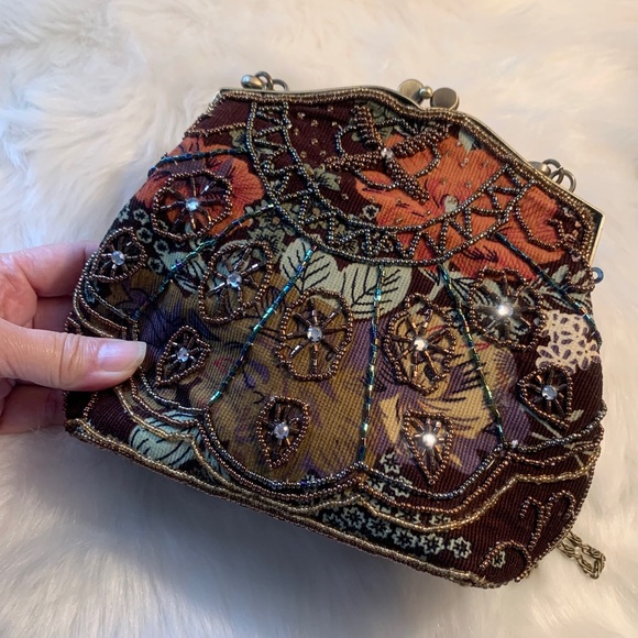VINTAGE Floral Beaded Bronze Small Purse - Picture 2 of 8